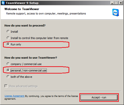 TeamViewer RUN Client 9